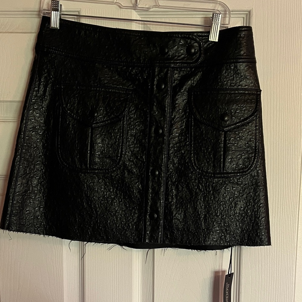 Blank NYC Black Faux Leather Button-Front Mini Skirt